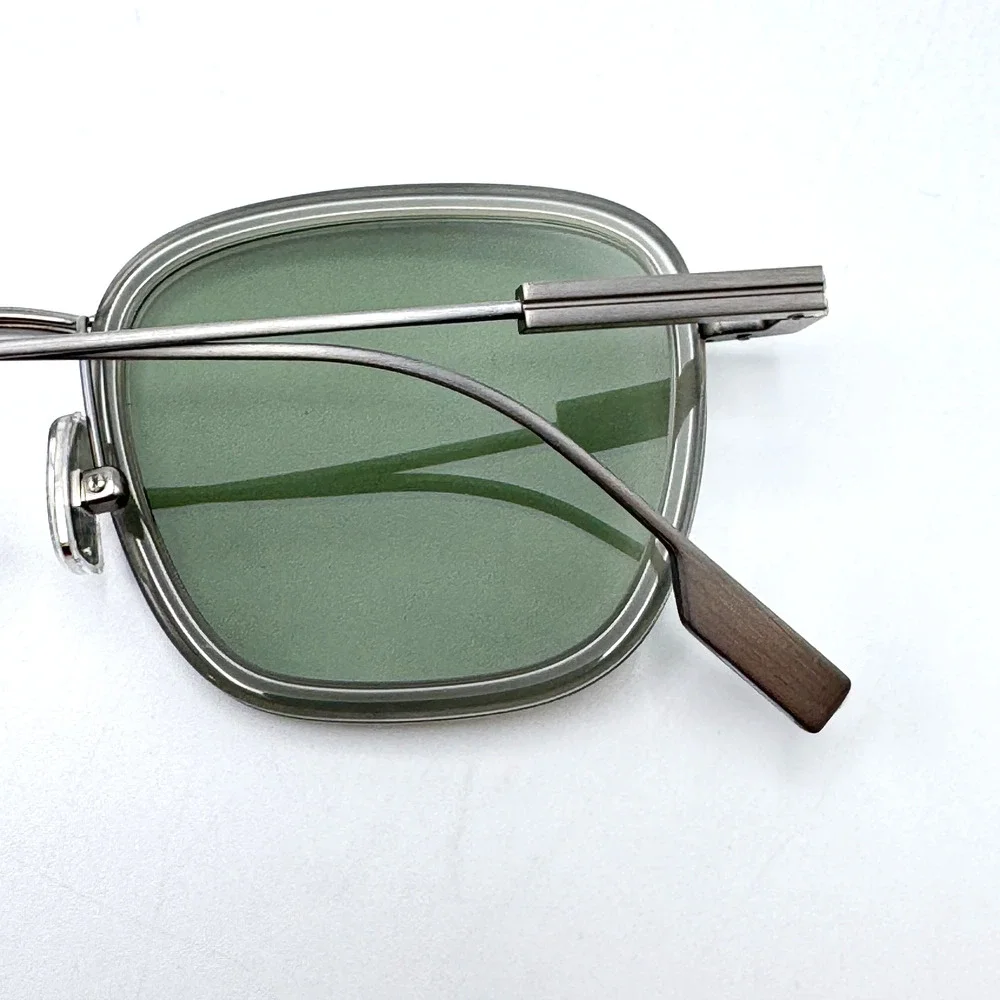 Ermenegildo Zegna Sunglasses EZ0277 20N Gray Geometric Frame Green Lens 47mm